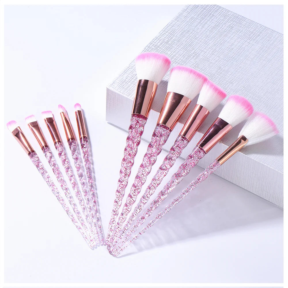 10Pcs Crystal Makeup Brushes Set Foundation Powder Blus