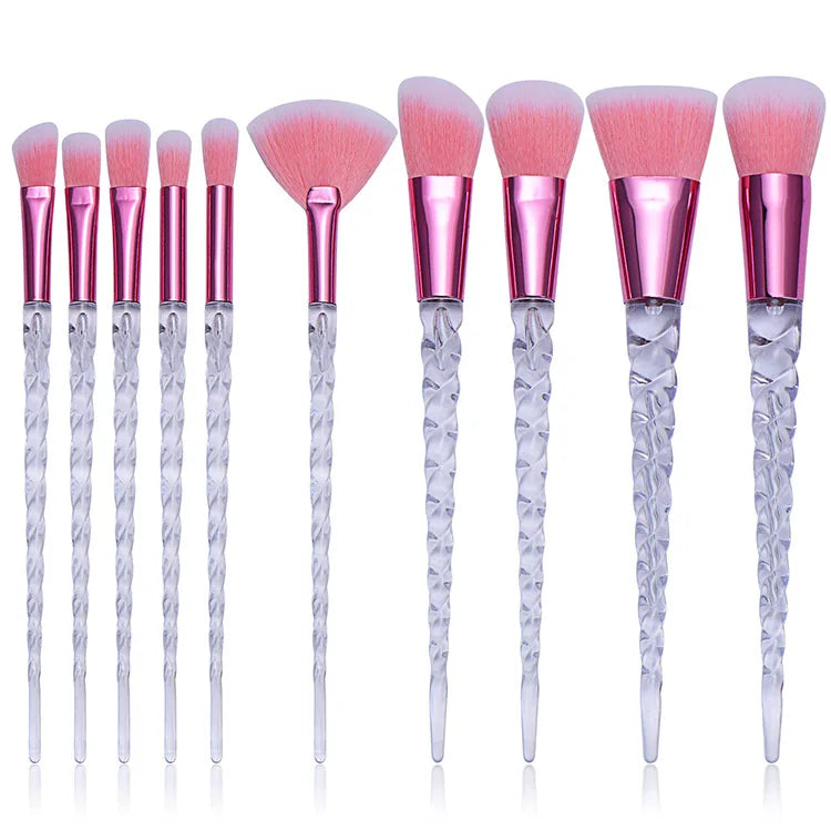 10Pcs Crystal Makeup Brushes Set Foundation Powder Blus