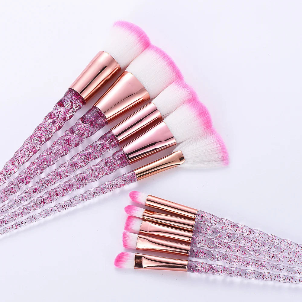 10Pcs Crystal Makeup Brushes Set Foundation Powder Blus