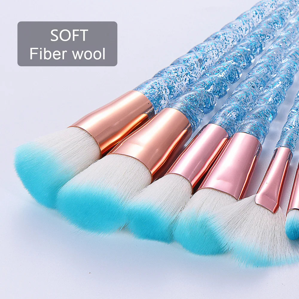 10Pcs Crystal Makeup Brushes Set Foundation Powder Blus